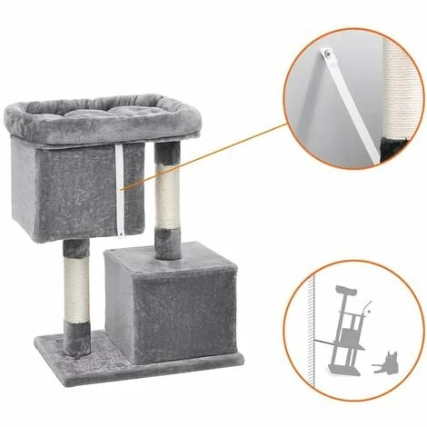 FEANDREA Arbre à Chat Hauteur De 84cm Colonne En Sisal Pour Aiguiser Les Griffes 2 Niches Luxueuses Maison De Jeu Meubles Pour Chatons, Chats Et Félins Grise Claire, Par SONGMICS, PCT61W - Grise Claire 6 FEANDREA Arbre à Chat Hauteur De 84cm Colonne En Sisal Pour Aiguiser Les Griffes 2 Niches Luxueuses Maison De Jeu Meubles Pour Chatons, Chats Et Félins Grise Claire, Par SONGMICS, PCT61W - Grise Claire – Image 4