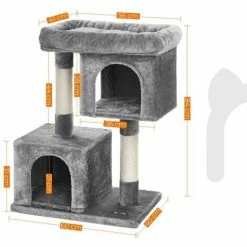 FEANDREA Arbre à Chat Hauteur De 84cm Colonne En Sisal Pour Aiguiser Les Griffes 2 Niches Luxueuses Maison De Jeu Meubles Pour Chatons, Chats Et Félins Grise Claire, Par SONGMICS, PCT61W - Grise Claire 11 FEANDREA Arbre à Chat Hauteur De 84cm Colonne En Sisal Pour Aiguiser Les Griffes 2 Niches Luxueuses Maison De Jeu Meubles Pour Chatons, Chats Et Félins Grise Claire, Par SONGMICS, PCT61W - Grise Claire -SONGMICS Soldes 8427592 5