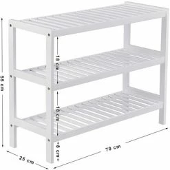 SONGMICS Étagère à Chaussures Étagère De Rangement 3 Niveaux Bambou 70 X 25 X 55cm Blanc LBS13W - Blanc -SONGMICS Soldes 8489343 5