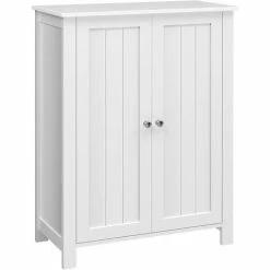 SONGMICS Meuble De Salle De Bain Meuble De Rangement 2 Portes Battantes 3 Cassier Séparateurs Amovibles Dimensions Du Produit: 60 X 30 X 80cm Blanc BCB60W