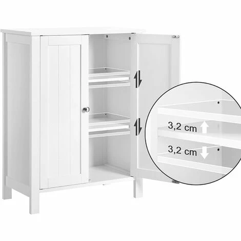 SONGMICS Meuble De Salle De Bain Meuble De Rangement 2 Portes Battantes 3 Cassier Séparateurs Amovibles Dimensions Du Produit: 60 X 30 X 80cm Blanc BCB60W 6 SONGMICS Meuble De Salle De Bain Meuble De Rangement 2 Portes Battantes 3 Cassier Séparateurs Amovibles Dimensions Du Produit: 60 X 30 X 80cm Blanc BCB60W – Image 4