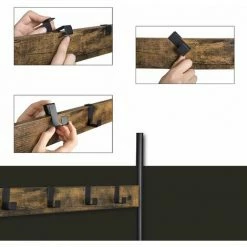 SONGMICS VASAGLE Portemanteau, Vestiaire, Meuble D’entrée, Avec Crochets Amovible, Banc Et Étagère à Chaussures, Hauteur 183 Cm, Cadre En Métal, Style Industriel,Marron Rustique Et Noir HSR40B -SONGMICS Soldes 8647719 4