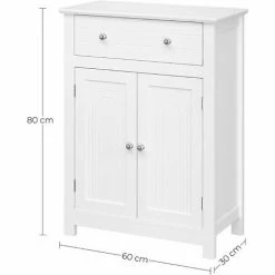 VASAGLE Meuble De Salle De Bains Avec Tiroir Et Cloison Amovible Placard Style Cottage Meuble De Rangement Blanc 60 X 30 X 80cm (L X L X H) Par SONGMICS BBC61WT - Blanc -SONGMICS Soldes 8842808 5