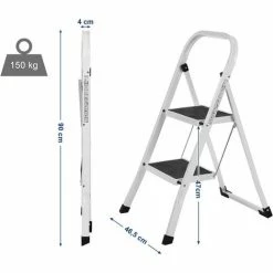 SONGMICS Échelle Marchepied Pliable, 2 Marches, Antidérapant, En Acier, Charge 150 Kg, Certification TÜV GS, Hauteur De Travail : 240 Cm, GSL12WT - Blanc Et Noir -SONGMICS Soldes 8920356 5