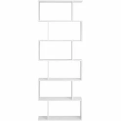 SONGMICS Bibliothèque En Bois Étagère DE 6 Niveaux Contemporaine Cloison Pour Séparer La Pièce Meuble Rangement Blanche LBC61WT - Blanc