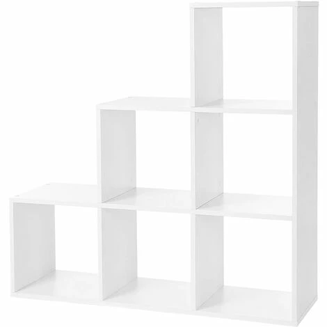 VASAGLE Bibliothèque, Étagère Escalier, Cloison Séparateur, Meuble De Rangement, 6 Compartiments, Pour Bureau, Salon, Chambre, Blanc Par SONGMICS LBC63BX 3 VASAGLE Bibliothèque, Étagère Escalier, Cloison Séparateur, Meuble De Rangement, 6 Compartiments, Pour Bureau, Salon, Chambre, Blanc Par SONGMICS LBC63BX -SONGMICS Soldes 8939786 1