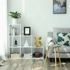 VASAGLE Bibliothèque, Étagère Escalier, Cloison Séparateur, Meuble De Rangement, 6 Compartiments, Pour Bureau, Salon, Chambre, Blanc Par SONGMICS LBC63BX -SONGMICS Soldes 8939786 2