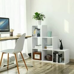 VASAGLE Bibliothèque, Étagère Escalier, Cloison Séparateur, Meuble De Rangement, 6 Compartiments, Pour Bureau, Salon, Chambre, Blanc Par SONGMICS LBC63BX -SONGMICS Soldes 8939786 3