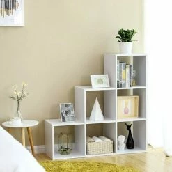 VASAGLE Bibliothèque, Étagère Escalier, Cloison Séparateur, Meuble De Rangement, 6 Compartiments, Pour Bureau, Salon, Chambre, Blanc Par SONGMICS LBC63BX -SONGMICS Soldes 8939786 4