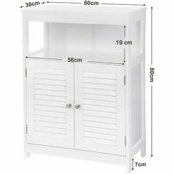VASAGLE Meuble Salle De Bain, Rangement Cuisine Sur Pieds, Avec 2 Portes Persiennes, Par SONGMICS BBC40WT 11 VASAGLE Meuble Salle De Bain, Rangement Cuisine Sur Pieds, Avec 2 Portes Persiennes, Par SONGMICS BBC40WT -SONGMICS Soldes 9368166 5