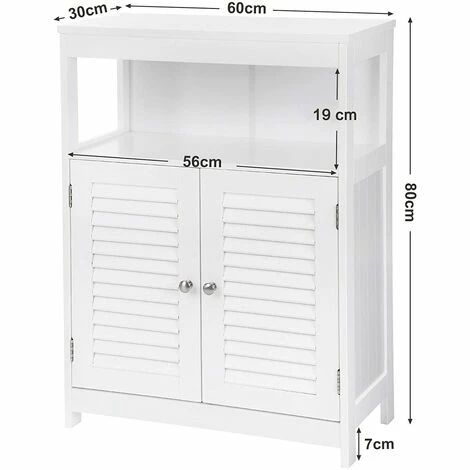 VASAGLE Meuble Salle De Bain, Rangement Cuisine Sur Pieds, Avec 2 Portes Persiennes, Par SONGMICS BBC40WT 7 VASAGLE Meuble Salle De Bain, Rangement Cuisine Sur Pieds, Avec 2 Portes Persiennes, Par SONGMICS BBC40WT – Image 5