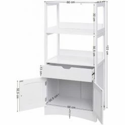 VASAGLE Meuble De Rangement Avec Tiroir 2 Étagères Ouvertes Double Porte Meuble De Salle De Bain Meuble D’entrée Cuisine Salon Blanc Par SONGMICS BBC64WT - Blanc -SONGMICS Soldes 9368167 5