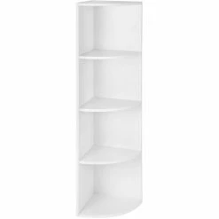 VASAGLE Étagère D'angle à 4 Niveaux, Étagères De Rangement Autoportantes, Bibliothèque En Bois, Pour Cuisine, Chambre, Salon, Bureau, Blanche Par SONGMICS LBC42WT - Blanc
