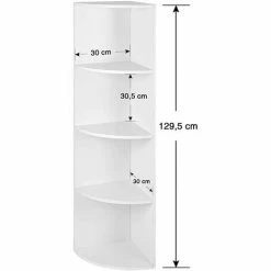 VASAGLE Étagère D'angle à 4 Niveaux, Étagères De Rangement Autoportantes, Bibliothèque En Bois, Pour Cuisine, Chambre, Salon, Bureau, Blanche Par SONGMICS LBC42WT - Blanc -SONGMICS Soldes 9368169 5