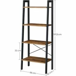 VASAGLE Étagère De Rangement Bibliothèque à 4 Niveaux Pour Salon Chambre Cuisine Vintage Noire Par SONGMICS LLS44X - Cadre Noir, étagère Vintage -SONGMICS Soldes 9375365 5